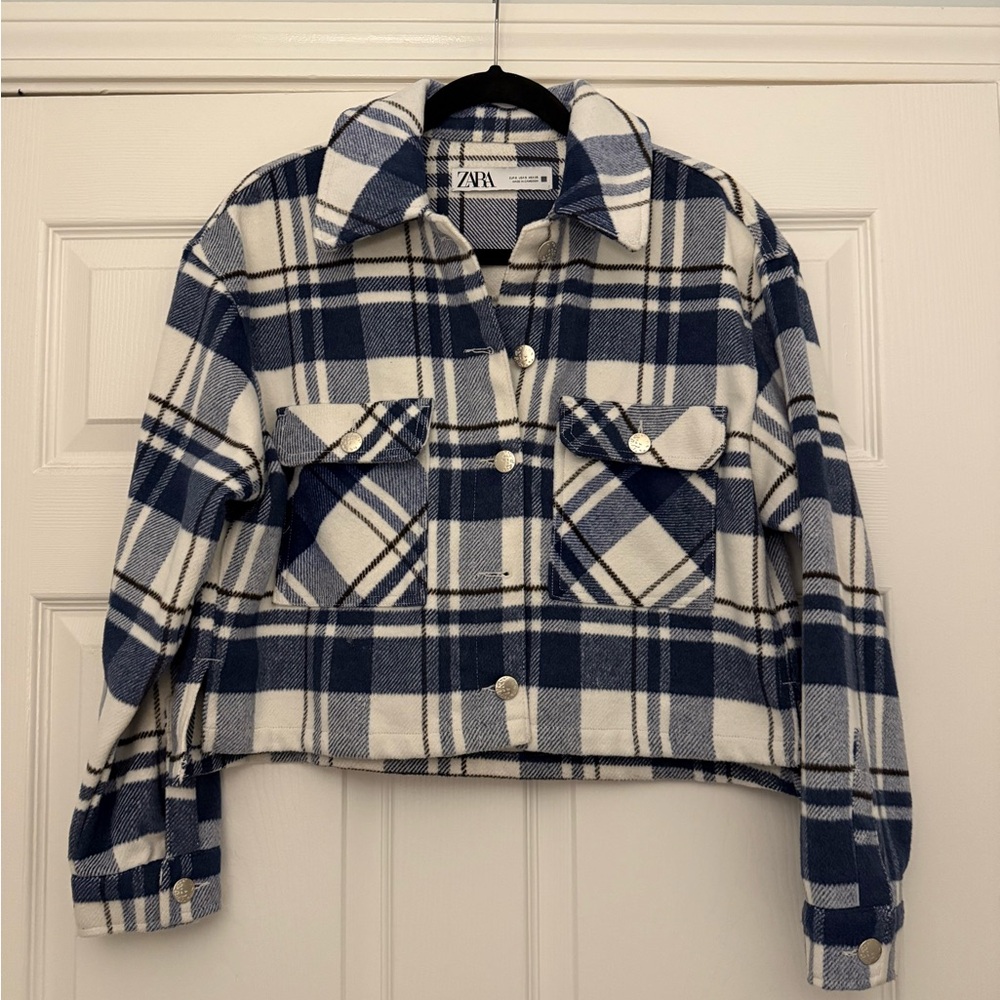 Zara Women’s Blue & White Shirt Jacket Size M Gently Worn